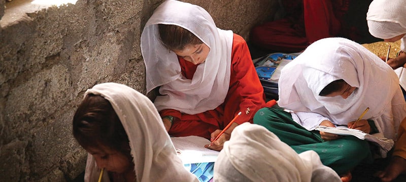 Morning classses at the CBE girls' school in Kunar Province