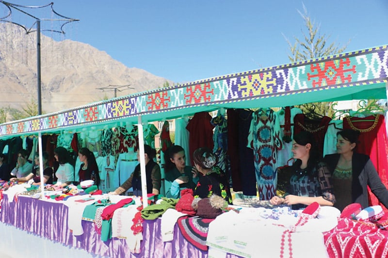 Market booth in Tajikistan