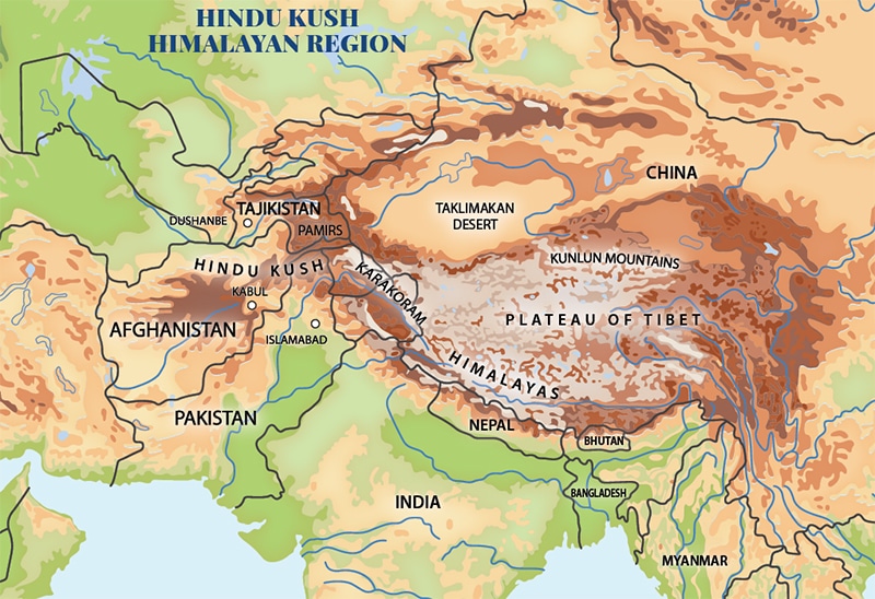 map of hindu kush