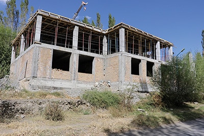 School building under construction in Tajikistan