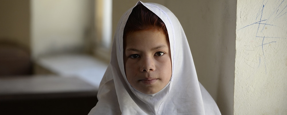 Young Afghan girl in classroom
