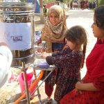 Handwashing station in Afghan refugee camp