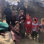 Group of children in refugee camp