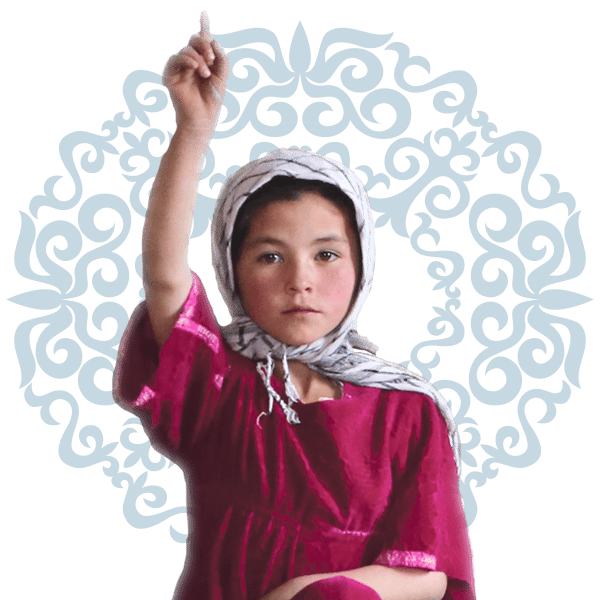 Afghan girl in red dress
