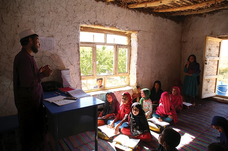 The CBE school in Abdullah Khel village, Khaki Jabar District, Kabul Province, Afghanistan. The teacher’s name is Mohammad Dawood and he has a degree in English Literature.