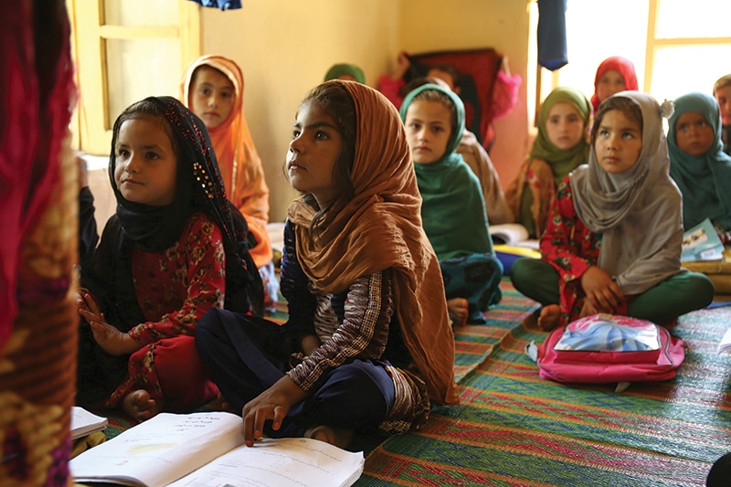 6-year-old Malalai at the CBE girls school in Chenari village, Khaki Jabar District, Kabul Province, Afghanistan. The teacher’s name is Najla and she teaches the class in her home.
