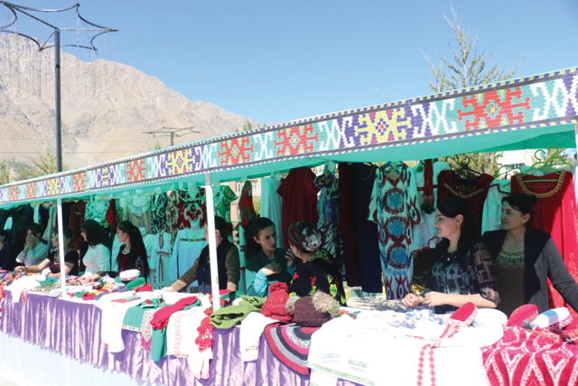 Market stalls in Tajikistan
