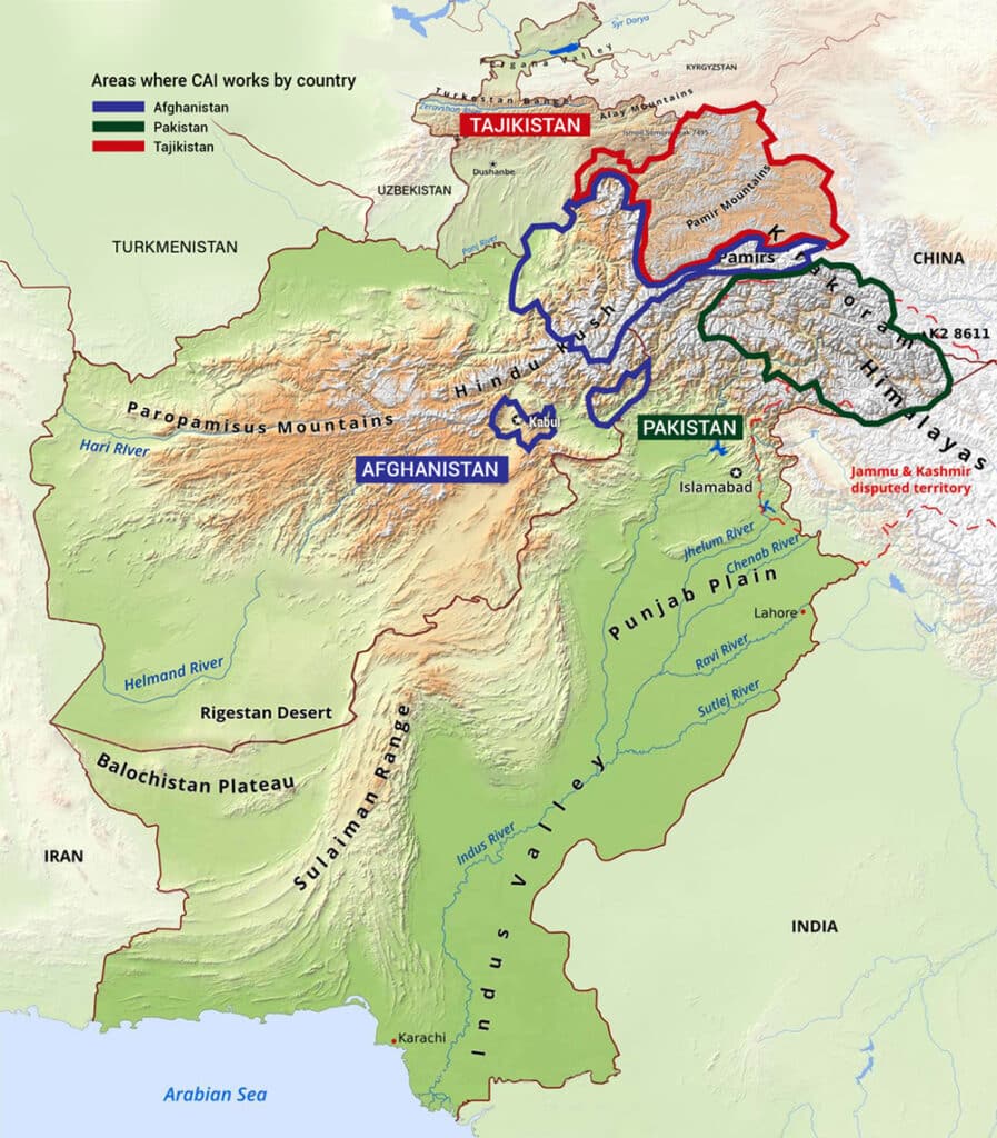 Map where CAI works in Central Asia by country
