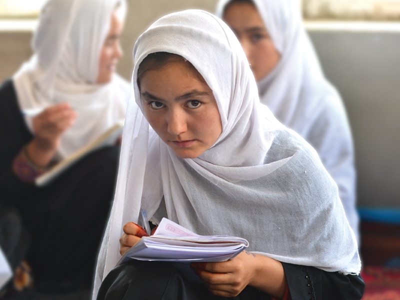 Afghan student in class