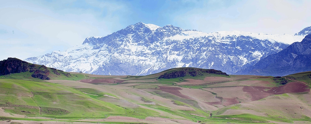 Landscape and mountain range in Khorog Tajikistant