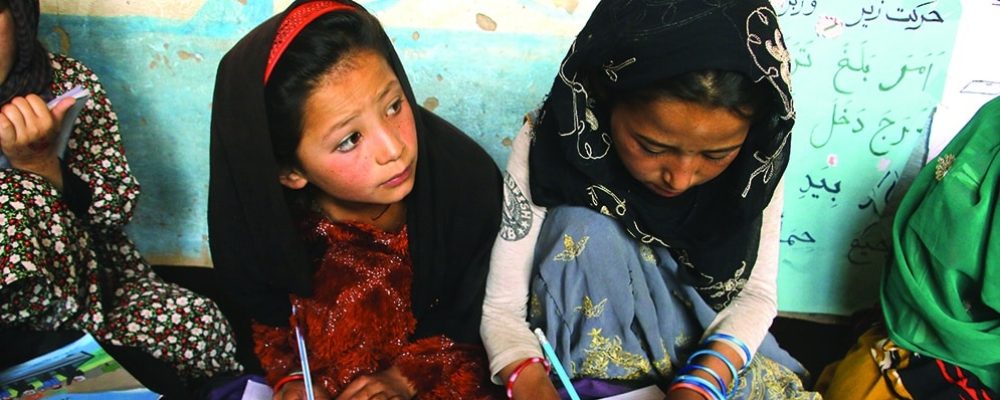 Afghan girls in CBE classroom