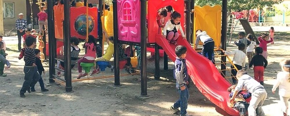 Tajik kids on playground