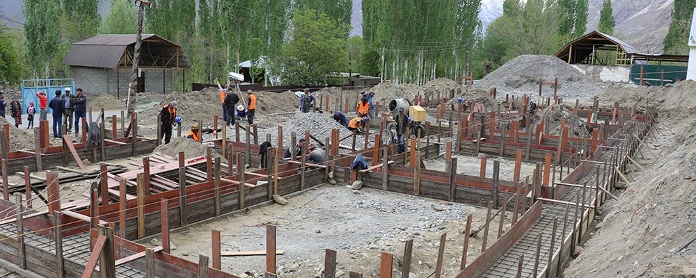 School construction in Barushan Tajikistan